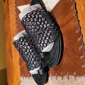 Free People black mesh/corded toe ring sandals.  8/38.